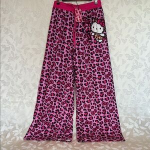SHEIN Hello Kitty Pink and Black Leopard Pajama Bottoms